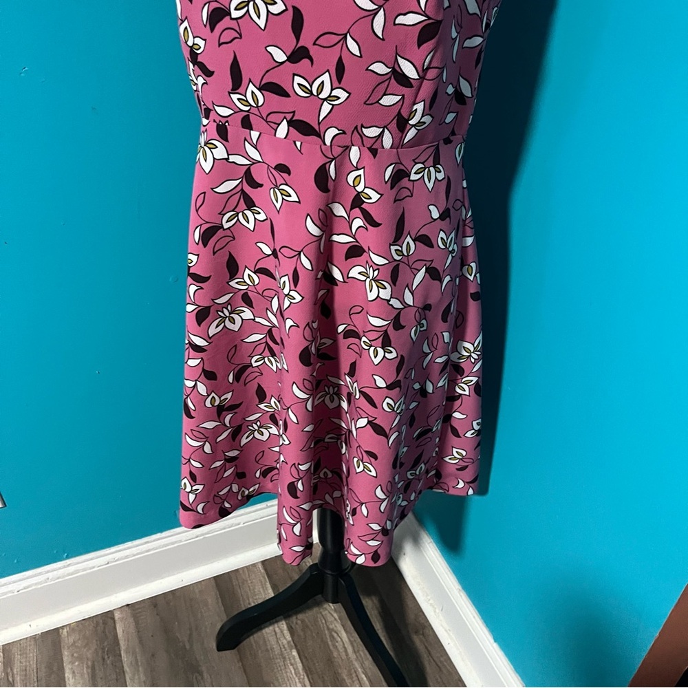 Ann Taylor 10 Pink Floral Print Sleeveless A-Line Dress - Picture 3 of 5